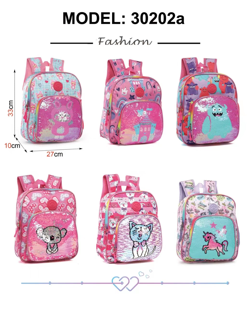 Mochilas infantiles de moda con lentejuelas reversibles-30202a-NIÑA
