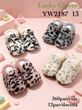Pantuflas de bebé con estampado de leopardo-YW2187