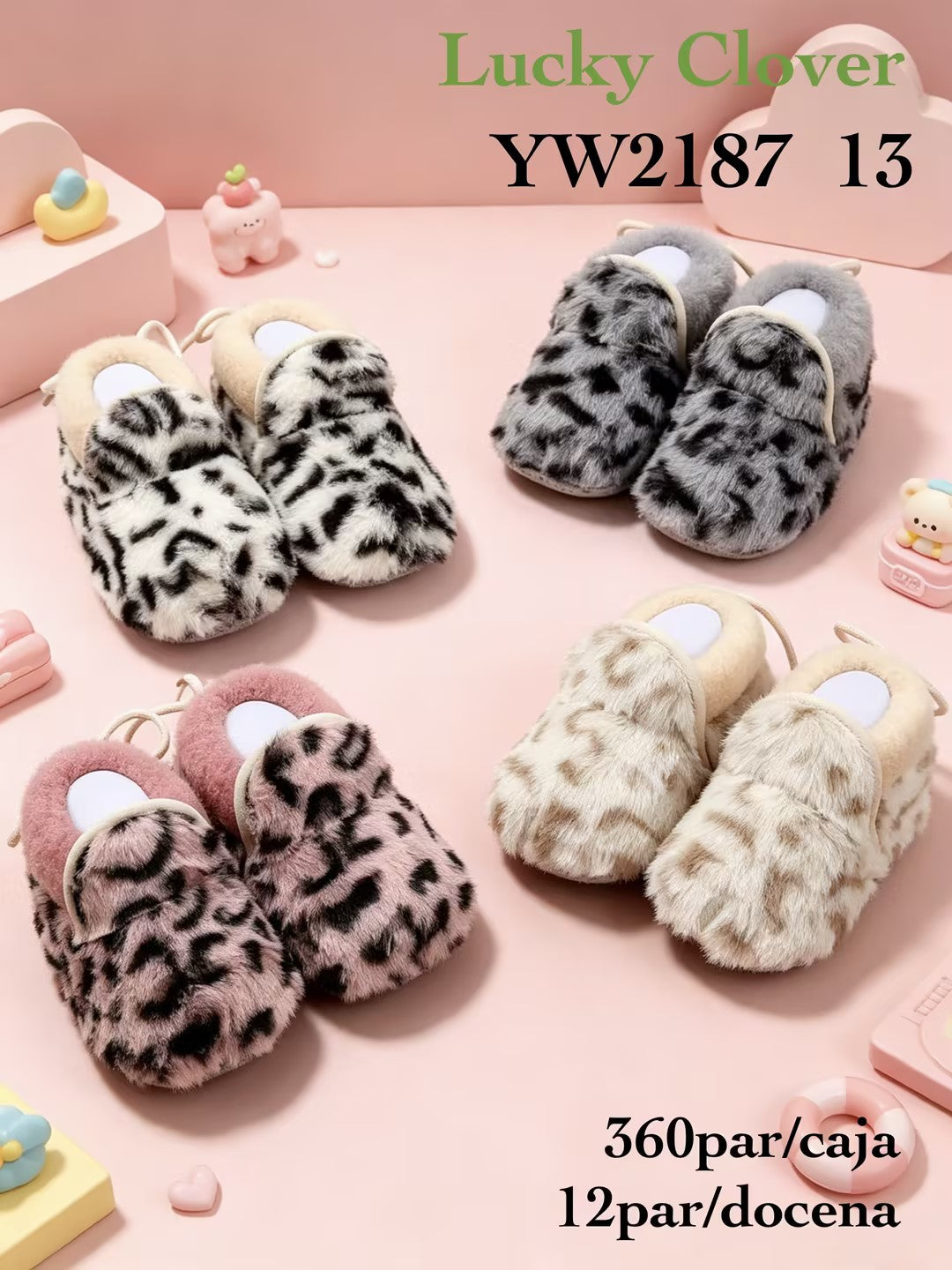 Pantuflas de bebé con estampado de leopardo-YW2187