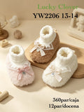 Pantuflas de bebé de felpa con lazo-YW2206