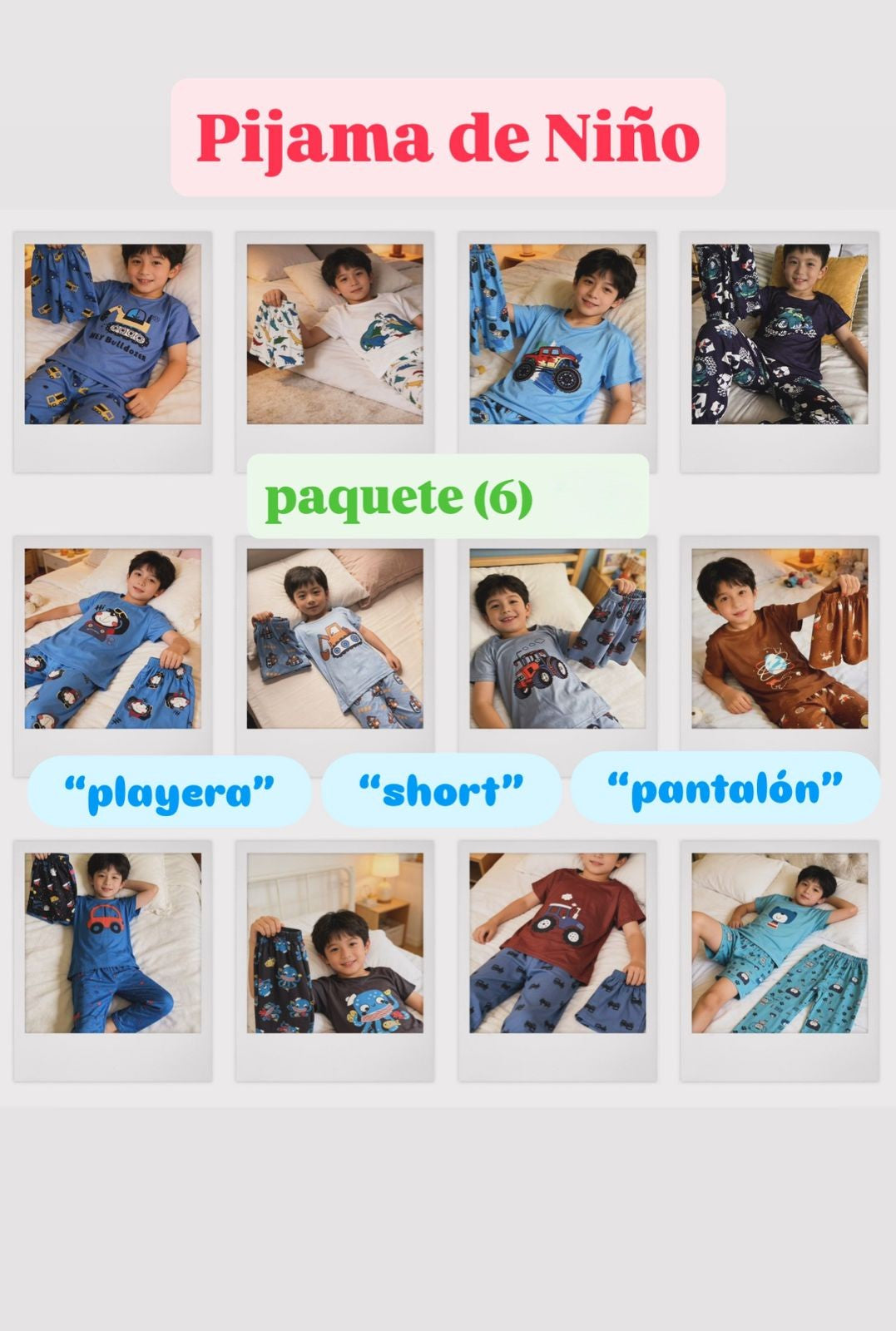 Paquete de Pijamas de Niño con Estampados-NTS2025-3