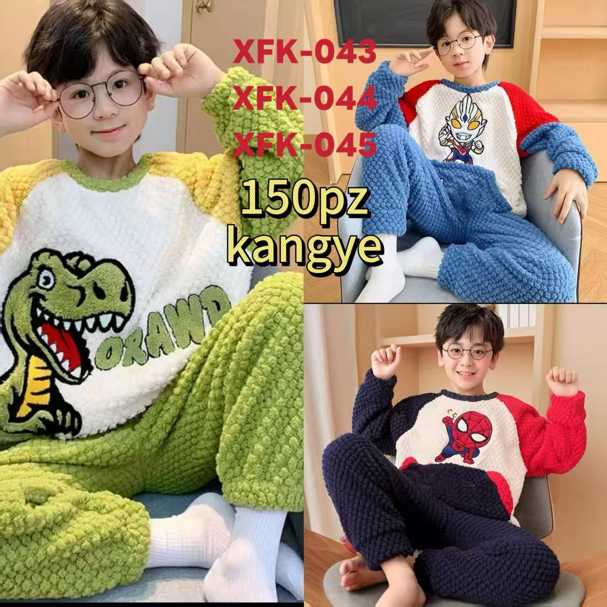 Pijama de dos piezas para niño con diseños de personajes-XFK-043