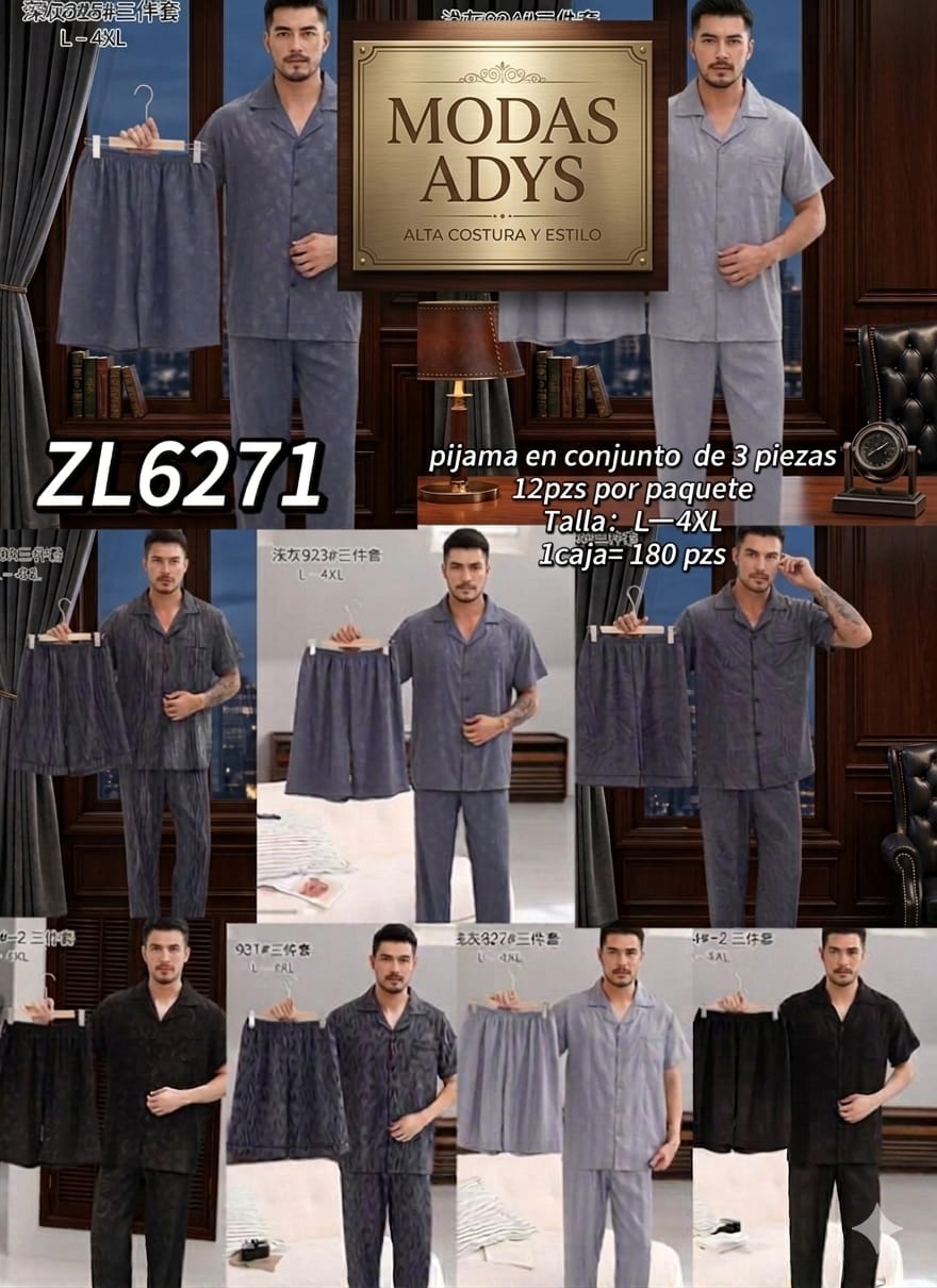 Pijama de tres piezas para hombre-ZL6271