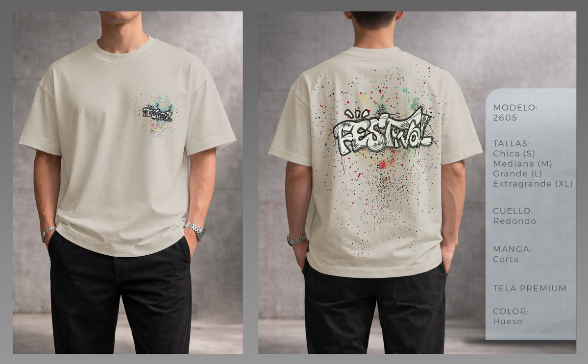 Playera de Hombre con Estampado de Graffitti-2605