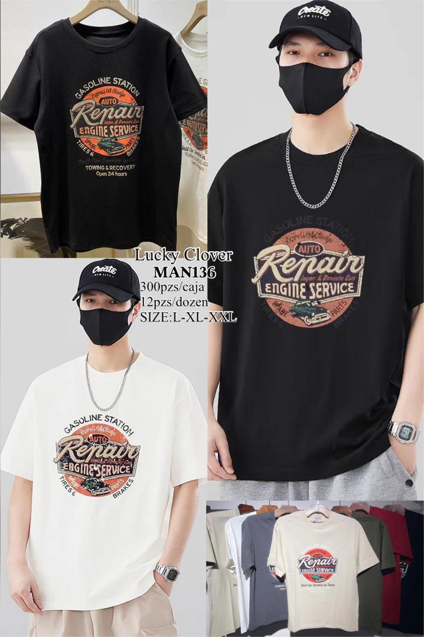 Playera de manga corta con estampado-MAN136