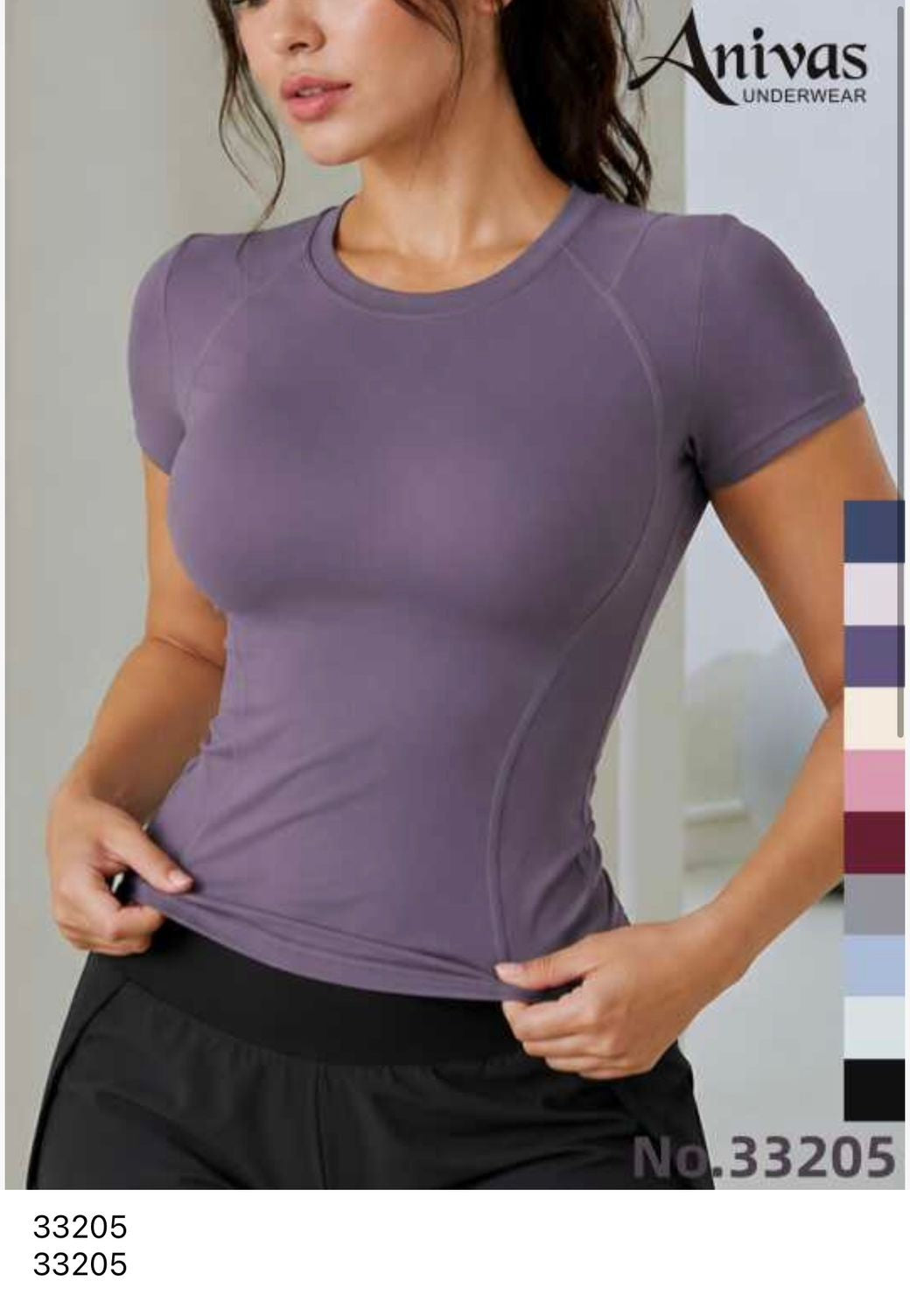 Playera deportiva ajustada de manga corta-33205