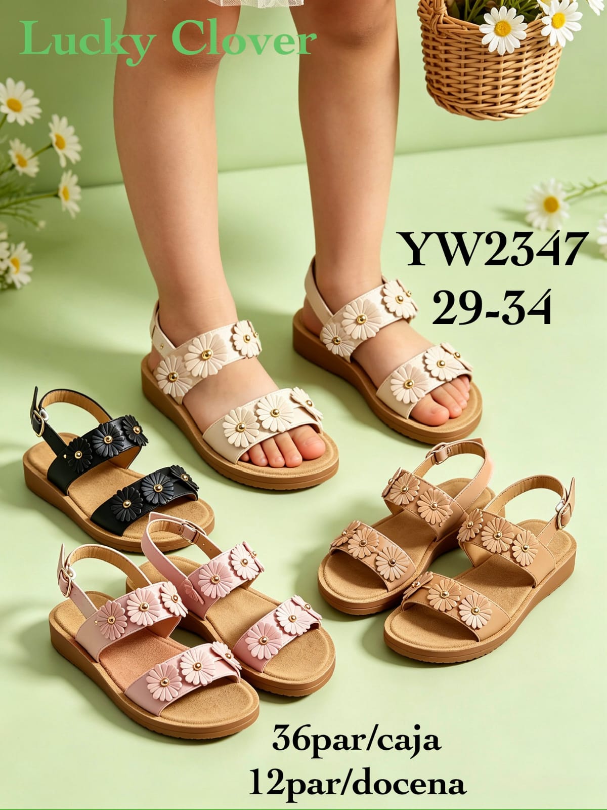 Sandalias para niña con detalles florales-YW2347