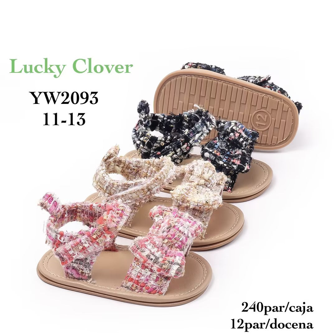 Sandalias para niña con tejido de tweed-YW2093