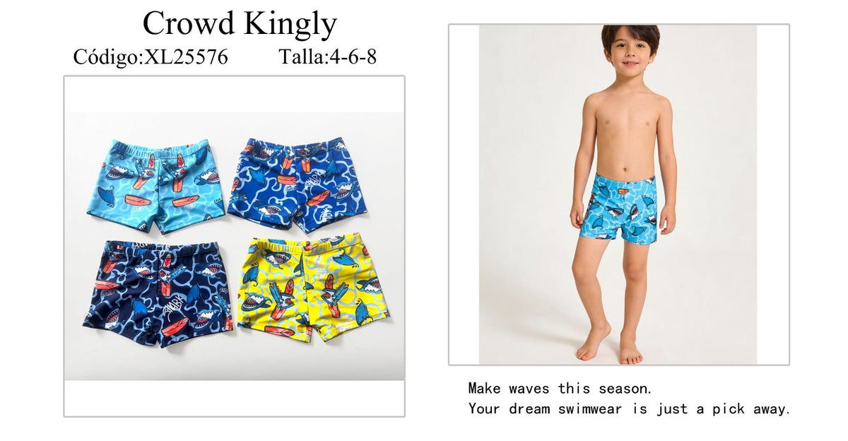Shorts de baño para niño con estampado de tiburones-XL25576