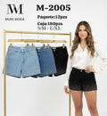 Shorts de mezclilla con aplicaciones brillantes-M-2005