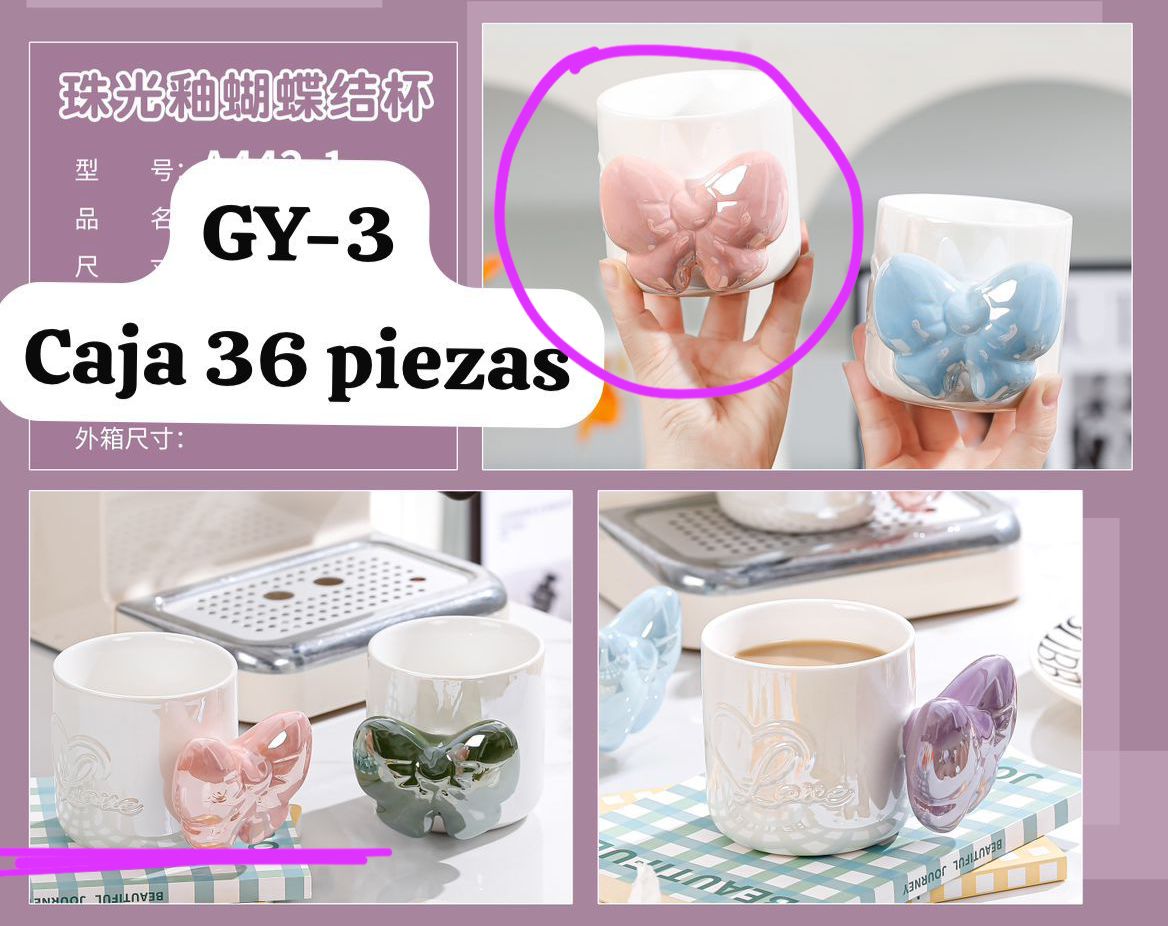 Taza de cerámica con moño-GY-3