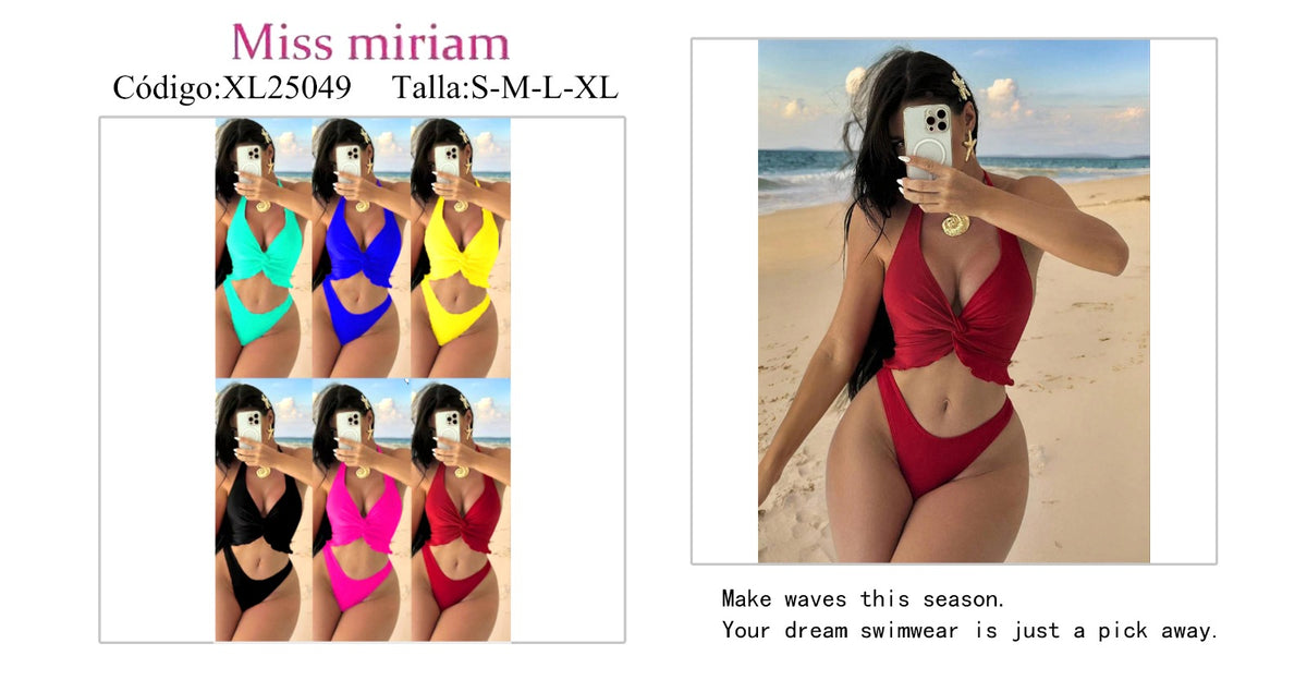 Traje de baño bikini con top anudado-XL25049
