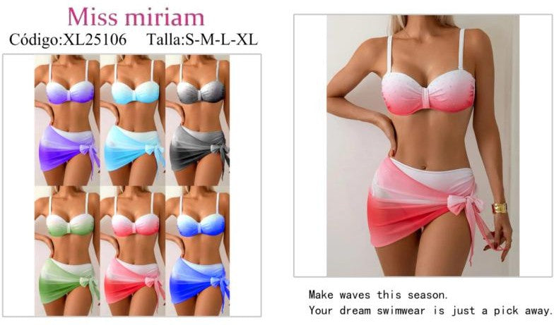 Traje de baño de dos piezas con pareo-XL25106