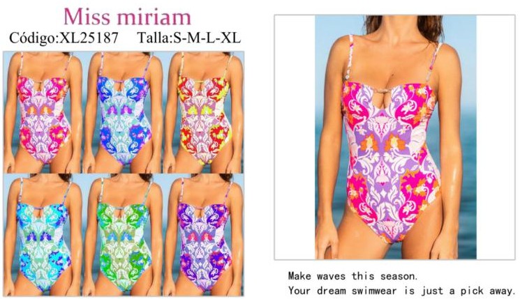 Traje de baño de una pieza con estampado-XL25187