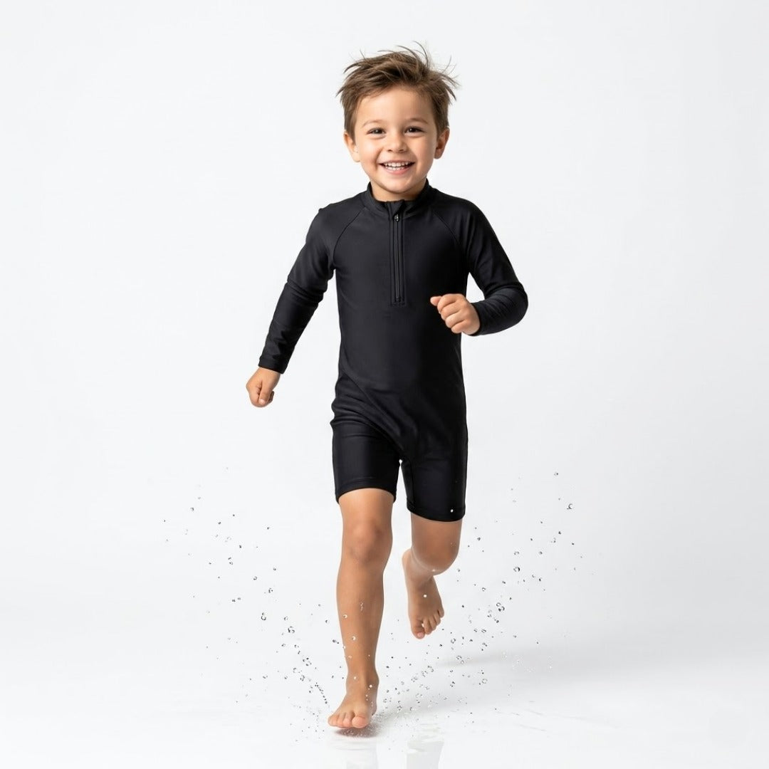 Traje de baño de una pieza de manga larga para niño-TRAJE-NATACION