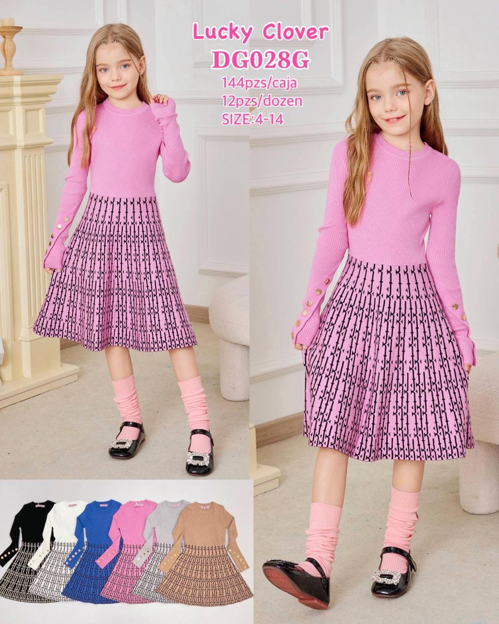 Vestido de Niña con Falda Estampada-DG028G