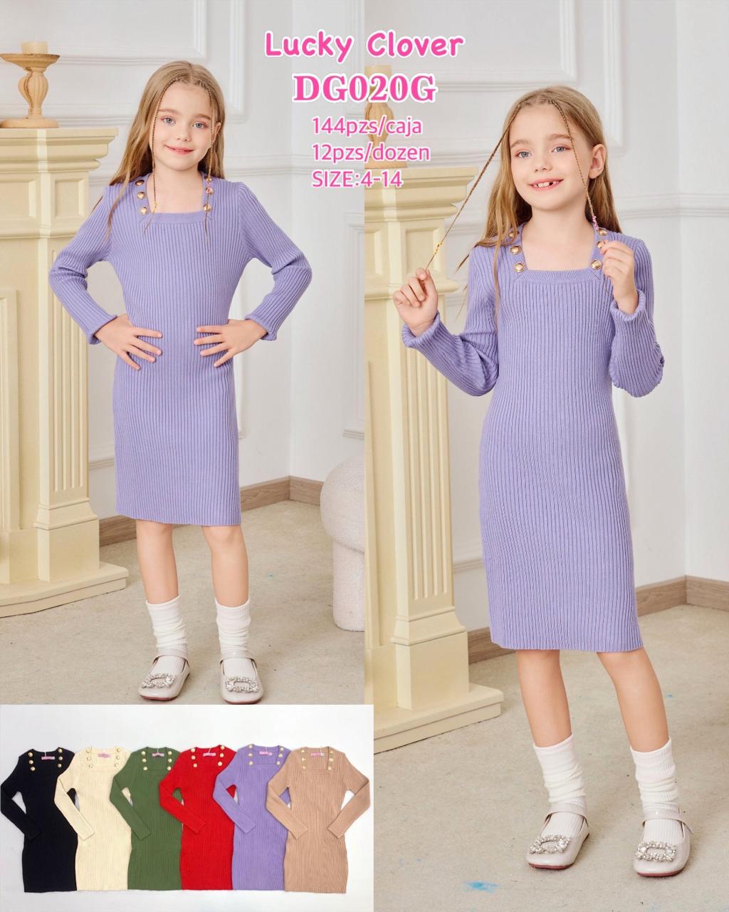Vestido de punto acanalado para niña-DG020G