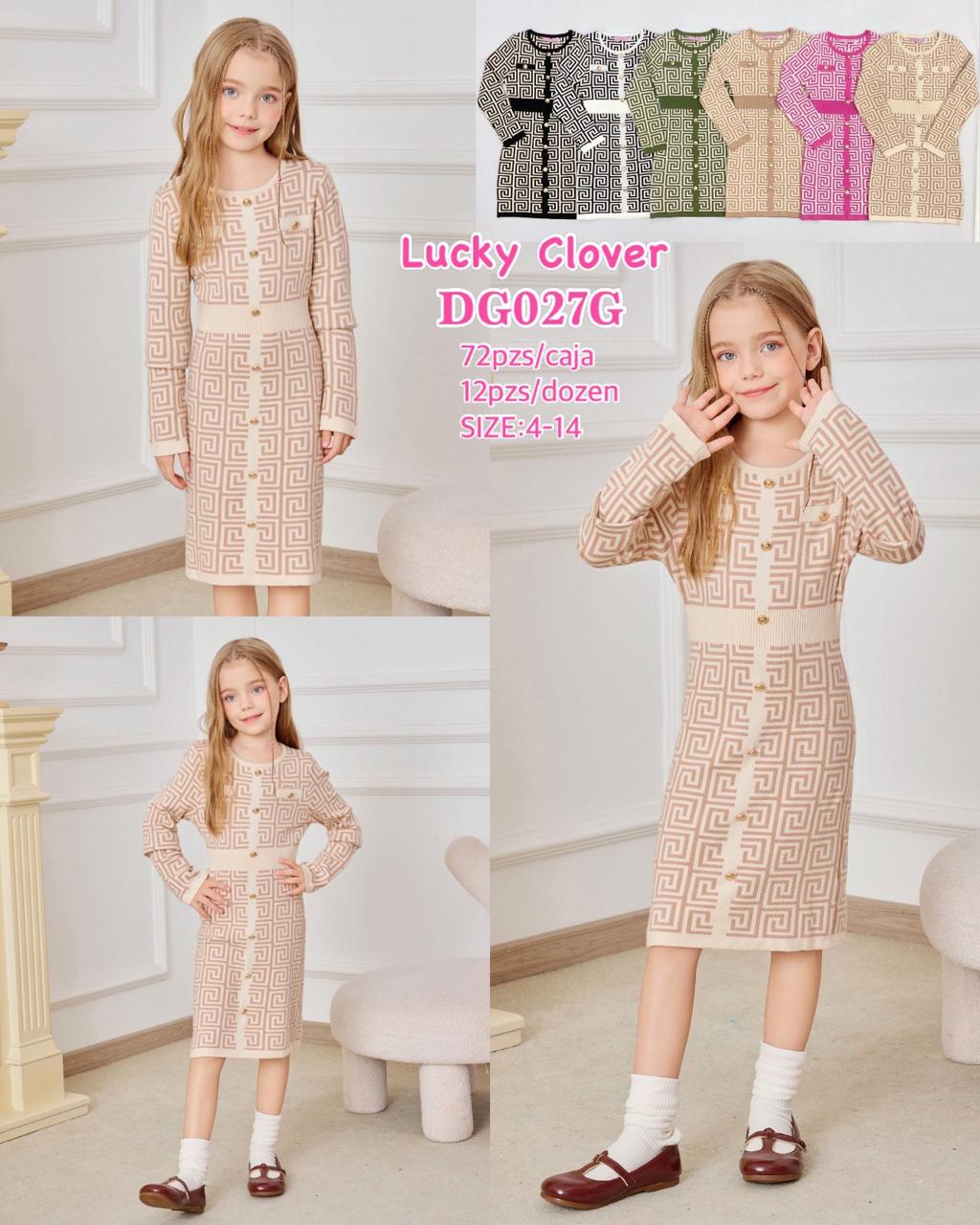 Vestido de punto con patrón geométrico para niña-DG027G