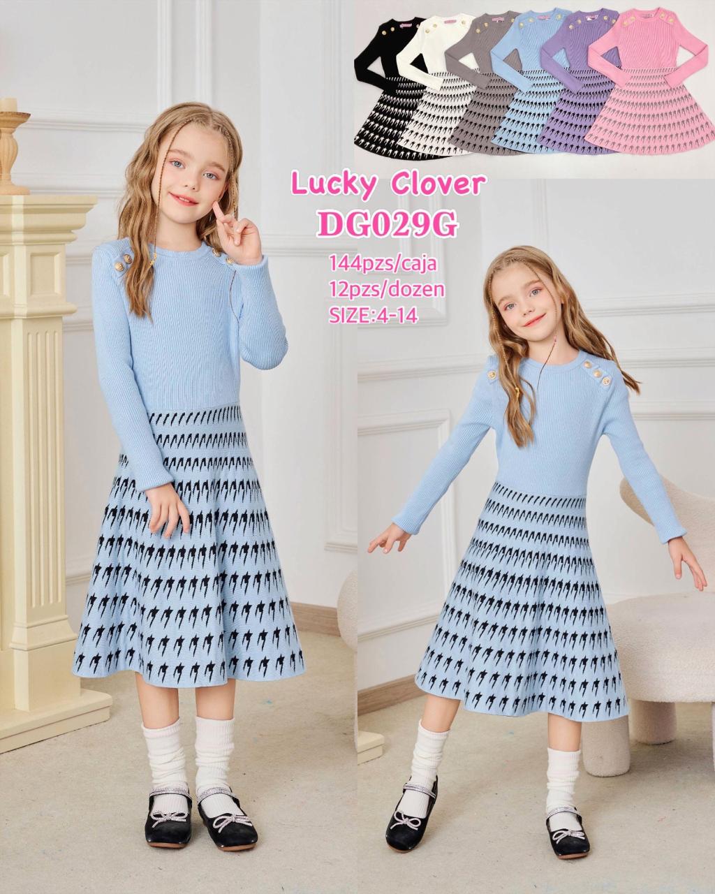 Vestido de punto Lucky Clover para niña-DG029G