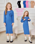 Vestido tejido con detalle de flor para niña-DG018G
